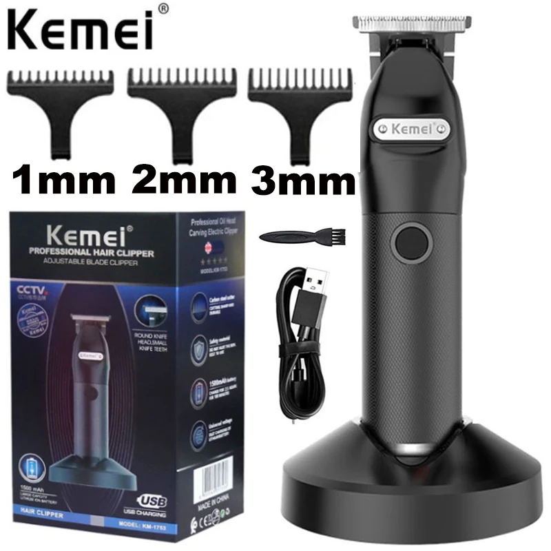 

Kemei 1753 Pro Corded Cordless Men Electric Hair Trimmer Professional Barber Hair Clipper Beard Haircut Machine Rechargeable