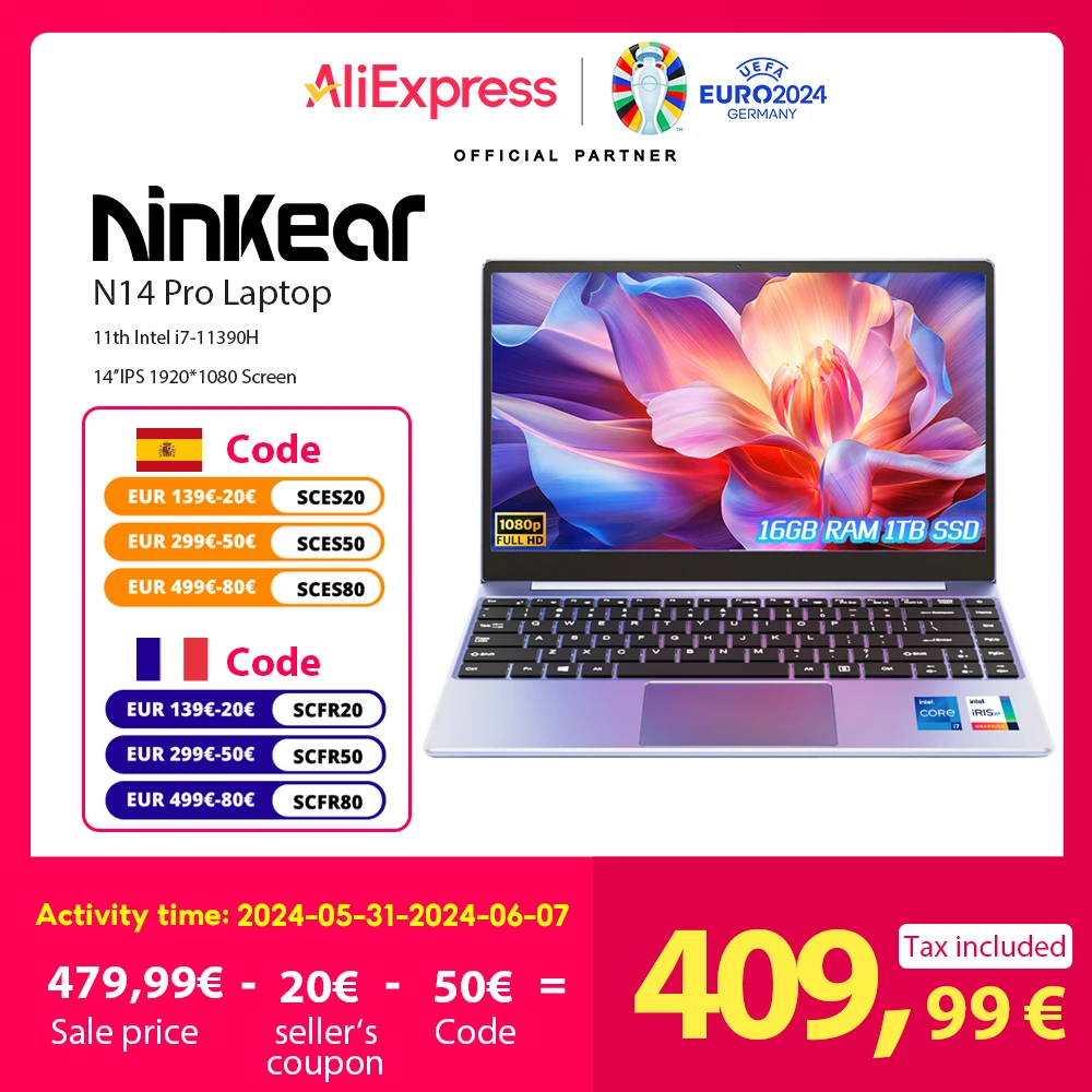 Ninkear N14 pro notebook intel i7-11390h 16GB DDR4 1TB SSD 14