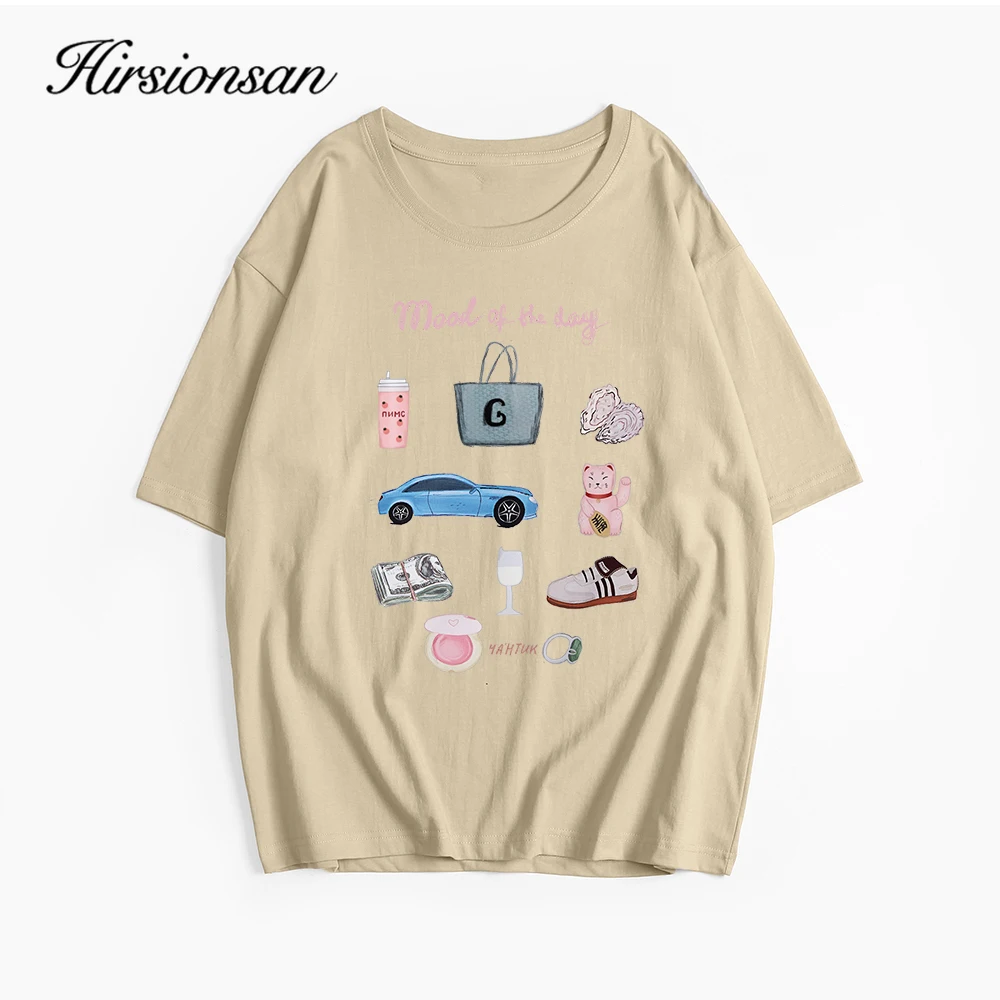 Hirsionsan Vintage Aesthetic Graphic Printed T Shirt Women Summer Cotton Soft Short Sleeve Tee Female Oversized Higt Street Tops 4