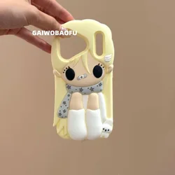 3D Cartoon Cute Star Scarf Girl Silicon Soft Phone Case Cover - iPhone 12 Mini (1)