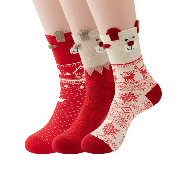 

Fashion and Comfort Pure Cotton Cross Border Holy Socks for Women's Socks Tube Elk Old Red Cartoon Socks