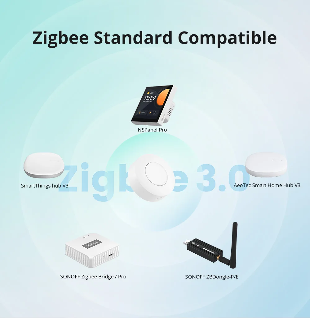 SNZB-01P Zigbee Smart Scene Switch Custom Button Ewelink App Voice Control Via A
