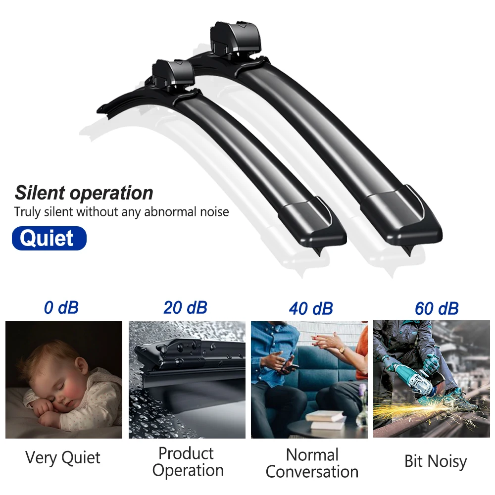 For VW Passat B6 2006-2010 Wiper Front Wiper Blades 2 pcs HD Quiet Durable Automotive Wiper Windshield Accessories 24''+19'' 5