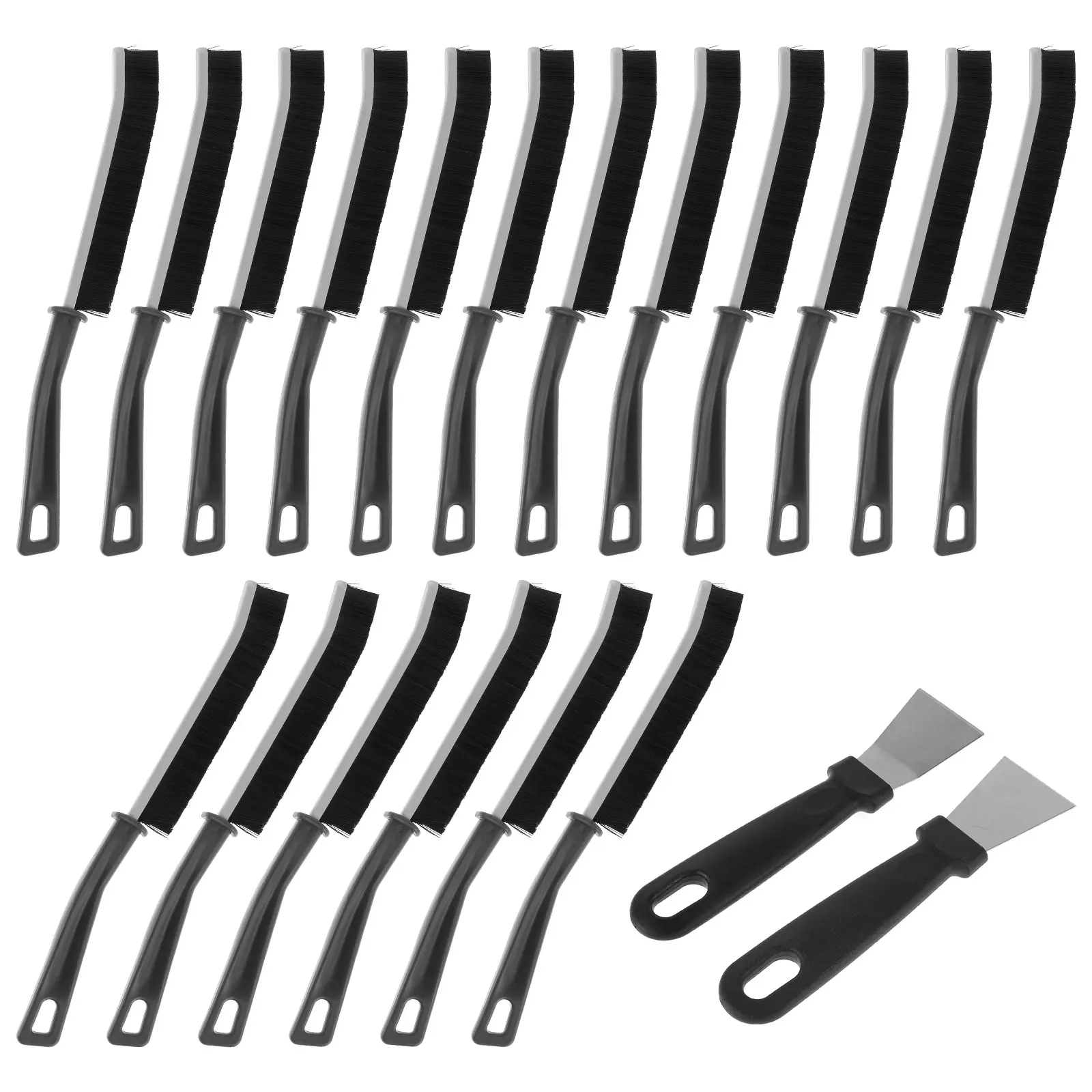 

18Pcs Groove Cleaning Brush Set with 2 Scrapers Hand-held Gap Cleaning Brush Wear-Resistant Window Track Long Cleaning Brush