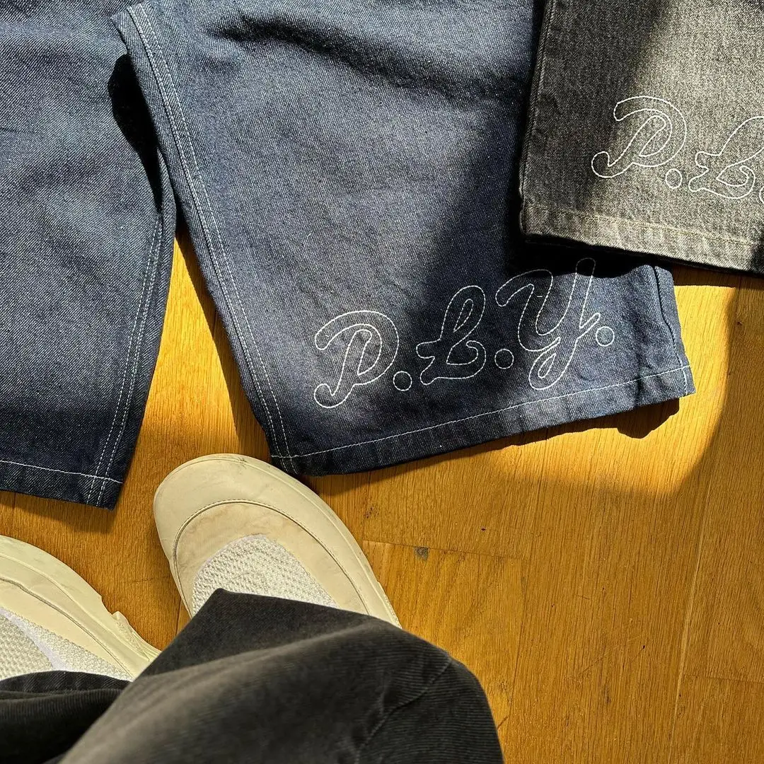 Summer Fashion Casual Y2k Hip Hop Denim Shorts New Harajuku Punk Rock Gym Male Shorts Vintage Loose Knee Length Pants Beach