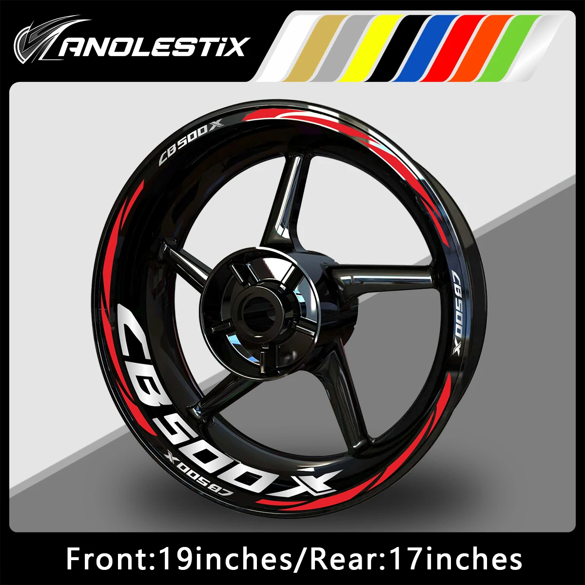 AnoleStix Reflective Motorcycle Wheel Sticker Hub Decal Rim Stripe Tape For Honda CB 500X 2018 2019 2020 2021