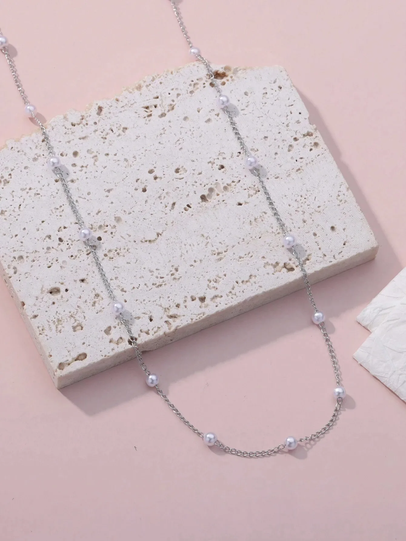 Dainty Stainless Steel Pearl Necklace For Women