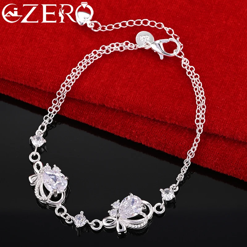 

ALIZERO 925 Sterling Silver AAAAA Zircon Chain Bracelet For Woman Fashion Wedding Party Charm Gorgeous Jewelry Christmas Gift