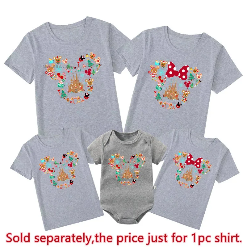 New Gingerbread Mickey Minnie Print Family Matching Christmas Shirts Funny Family Look Disneyland Xmas Trip Tops Tees Outfits 5