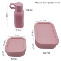 Personalized Name Silicone Water Bottle 3 Compartment Leakproof Bento Lunch Box For Kids Portable Camping Picnic Food Container 2