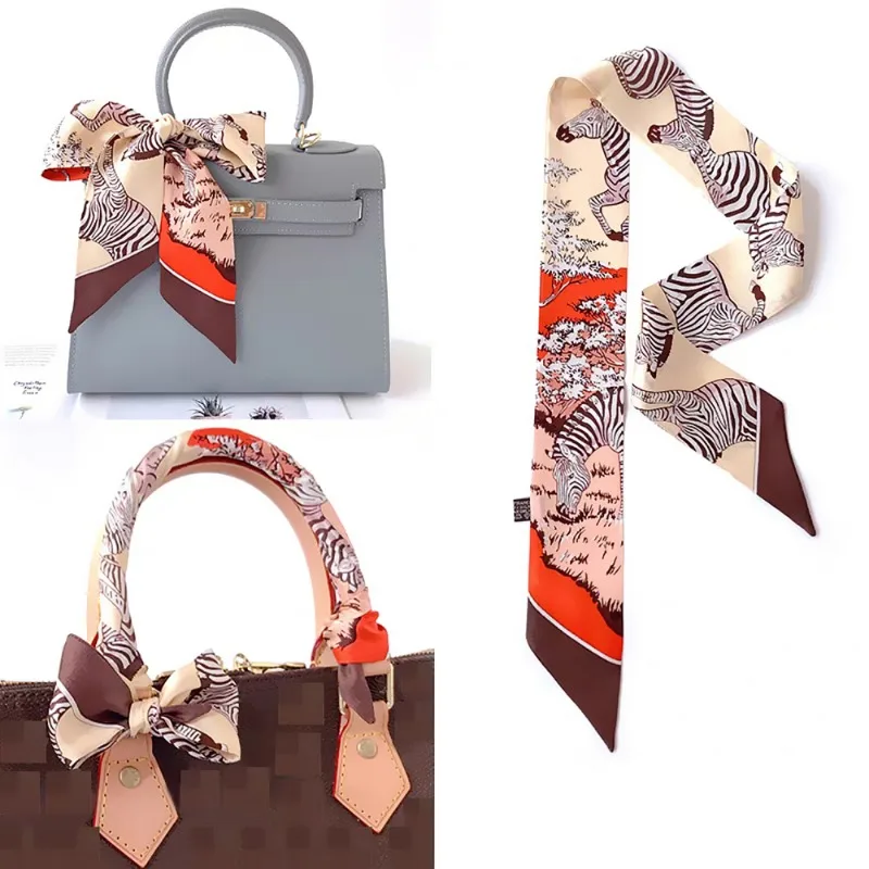 South Korea's Four Seasons Versatile Zebra Fine Horse Women's Twill Ribbon Scarf Travel Bag Handle Ribbon Hair Band Small Scarf 2