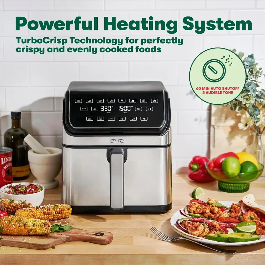 8 Qt Digital Air Fryer with TurboCrisp Technology for Large Family Meals Nonstick Cooking Basket and Crisping Tray for Even Bro 5