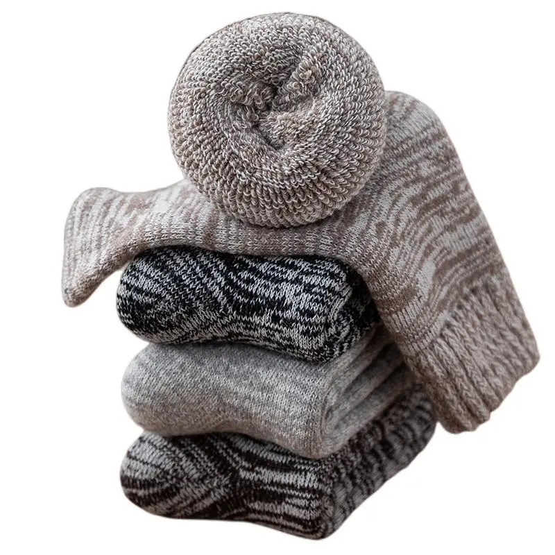 3 Pair Winter Men's Thick Warm Wool Socks Harajuku Retro High Quality Merino Wool Socks Men Protective Snow Casual Socks