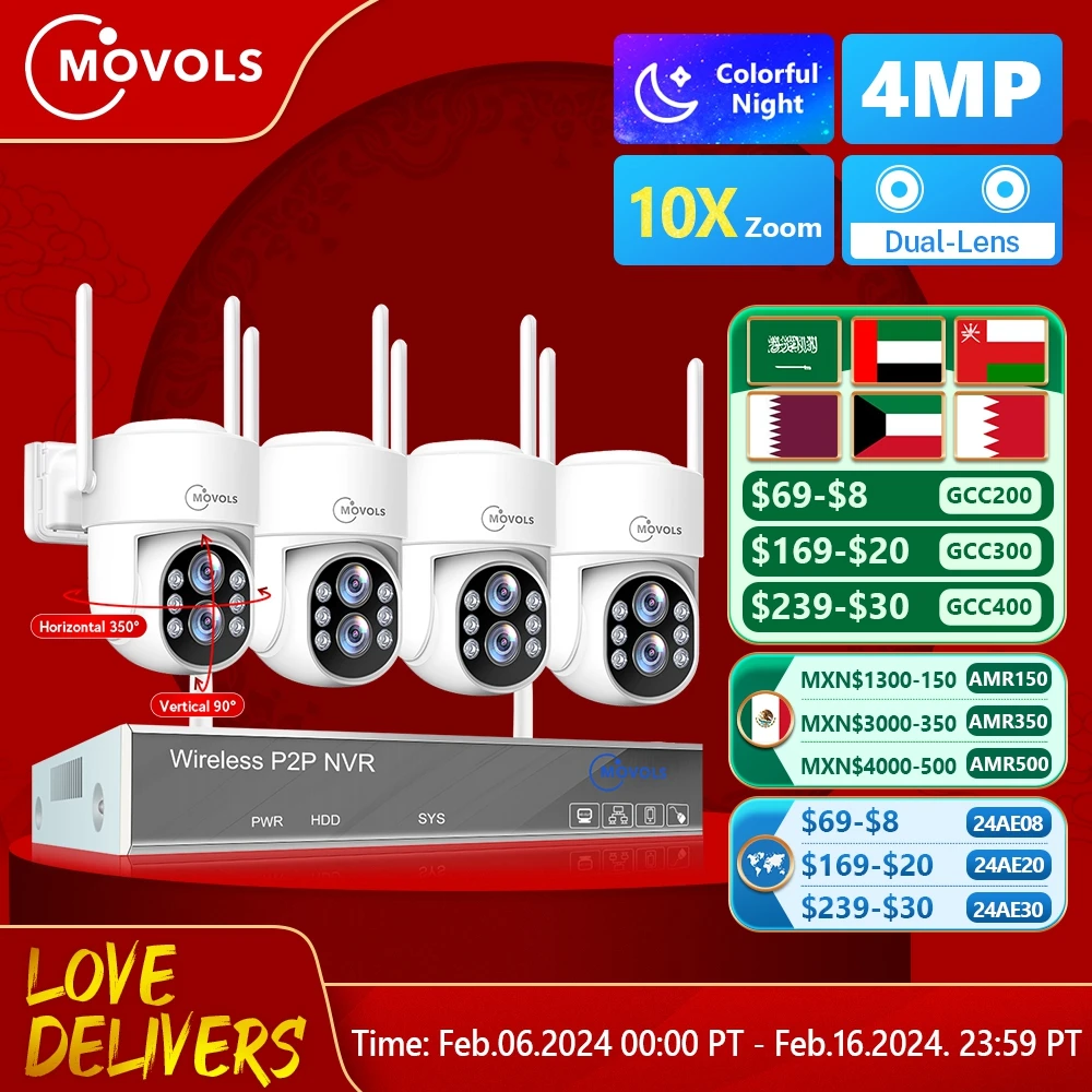 Movols 3mp wireless security camera system 10x optical zoom two way