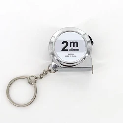 Compact Retractable 2m Keychain Tape Measure - Portable Mini Measuring Tool (Silver 2m)