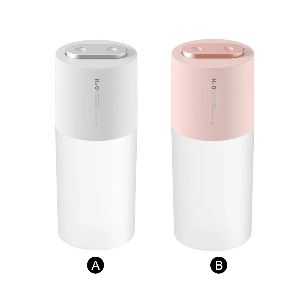 Humidifier Dual Sprayer Diffuser 3W 400ml Adjustable Air Humidifier for Home Car Pink Battery