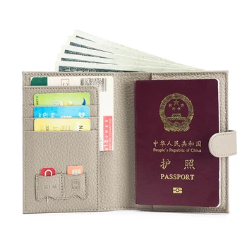 Portafoglio da viaggio porta passaporto in vera pelle di mucca con porta carte di credito tascabile con cerniera portafoglio Bifold con blocco RFID per uomo e donna