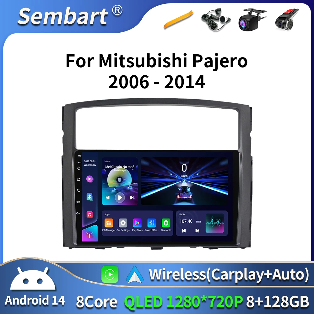 Para Mitsubishi Pajero 4 2006-2014 Android Radio de coche reproductor Multimedia automotriz navegación GPS Carplay pantalla táctil estéreo automático 1