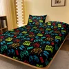1 Cartoon Fun Game  Printed Matte Fitted Sheet, Bedroom Printed Bed Cover, Bedding (Excluding Pillowcases) 1
