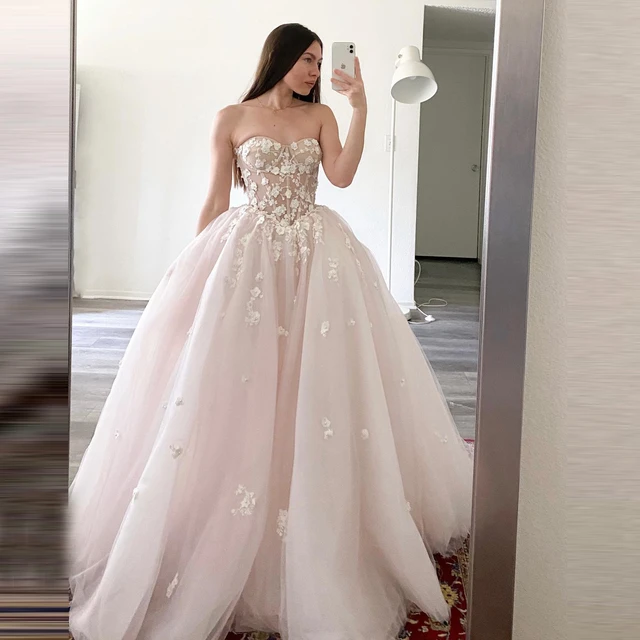 Classic Ball Gown Tulle Wedding Gowns For Women Strapless Sweetheart  Ruffles Lace Wedding Dress Custom Made Lace Up Back فستان - AliExpress