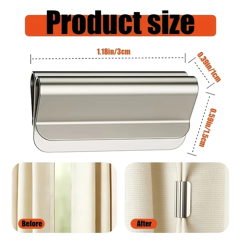 Clip magnetiche resistenti per tende, senza chiodi, per oscuramento, mantengono la tenda chiusa, evitano l'infiltrazione di luce, per camera da letto e ufficio - immagine 3