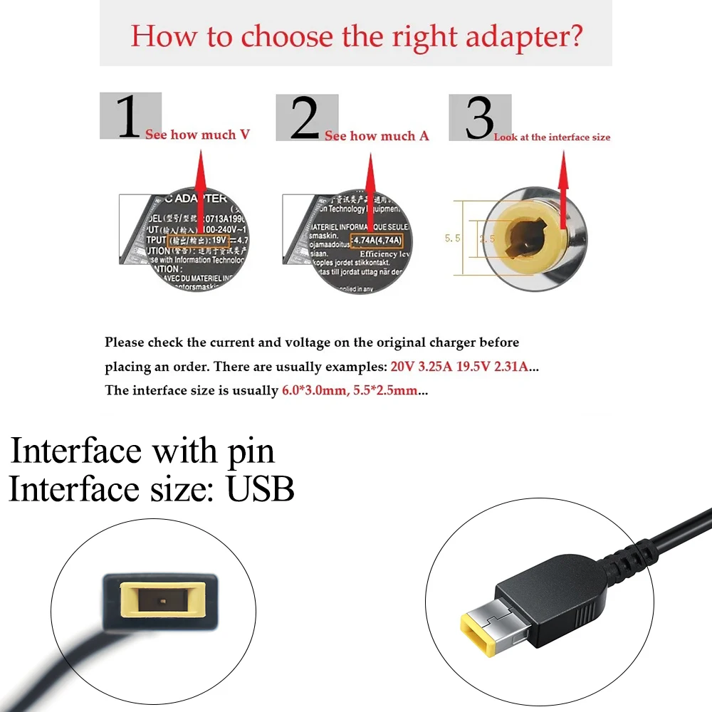 170W 20V 8.5A USB 노트북 전원 어댑터 충전기 (레노버 씽크패드 P1 P50 P51 P52 P53 P70 P73 W540 W541 T540P 요가 15 45N0487 P 호환)