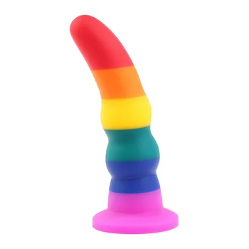 Soft Rainbow Silicone Dildos Anal Plug strong Suction Cup Dildo men massager Sex Toys for Women Lesbian Masturbators Penis Tools 4