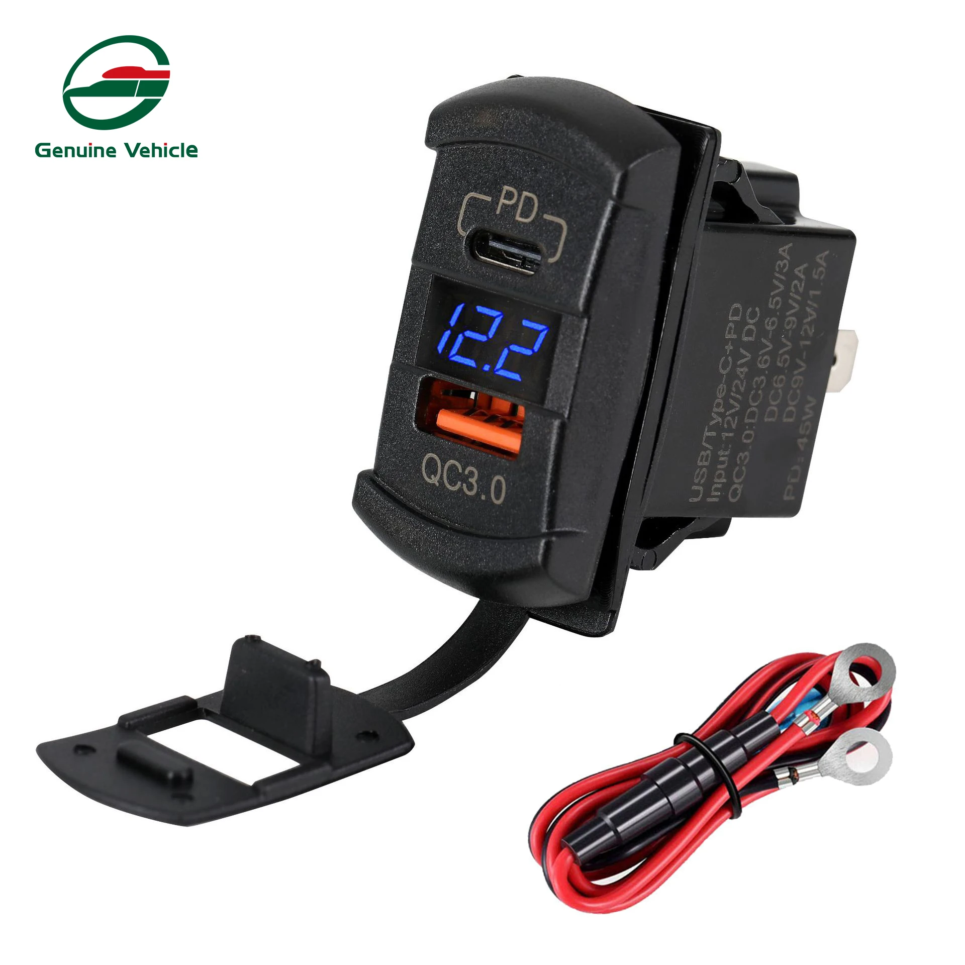 

USB Car Fast Charger 12V 24V LED Voltmeter Waterproof Dual USB Ports Auto Adapter Phone Charger For Iphone Huawei Xiaomi Samsung