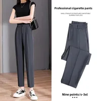 Gray Suit Pants Women's Summer Thin High Waist Drape Straight Loose Slimming Nine Points Casual Small Size Smoke Tube Pants
