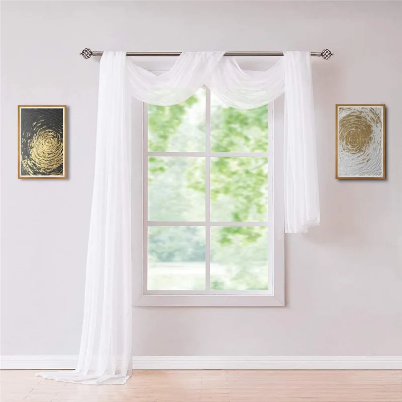 

Wedding Arch Drape 1 Panel White Sheer Scarf Valance for Wedding Engagement Party Long Window Curtain Decoration W150xL500 Cm