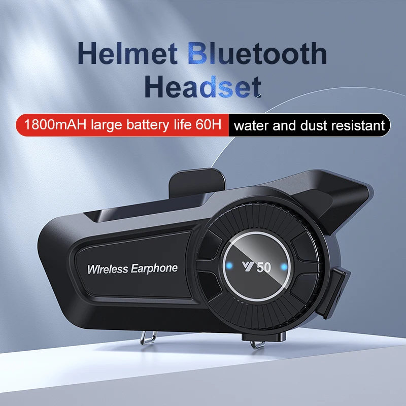 

Bluetooth 5,3 гарнитура для мотоциклетного шлема, Беспроводные стереонаушники с функцией громкой связи, 1500 мА/ч, водонепроницаемые наушники с MP3 динамиком
