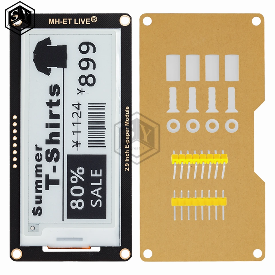 AZDelivery 2.9 inch ePaper display module, 296 x 128 e-Ink display module, low power consumption, SPI support, compatible with control boards and 3.3V/5V MCU interface