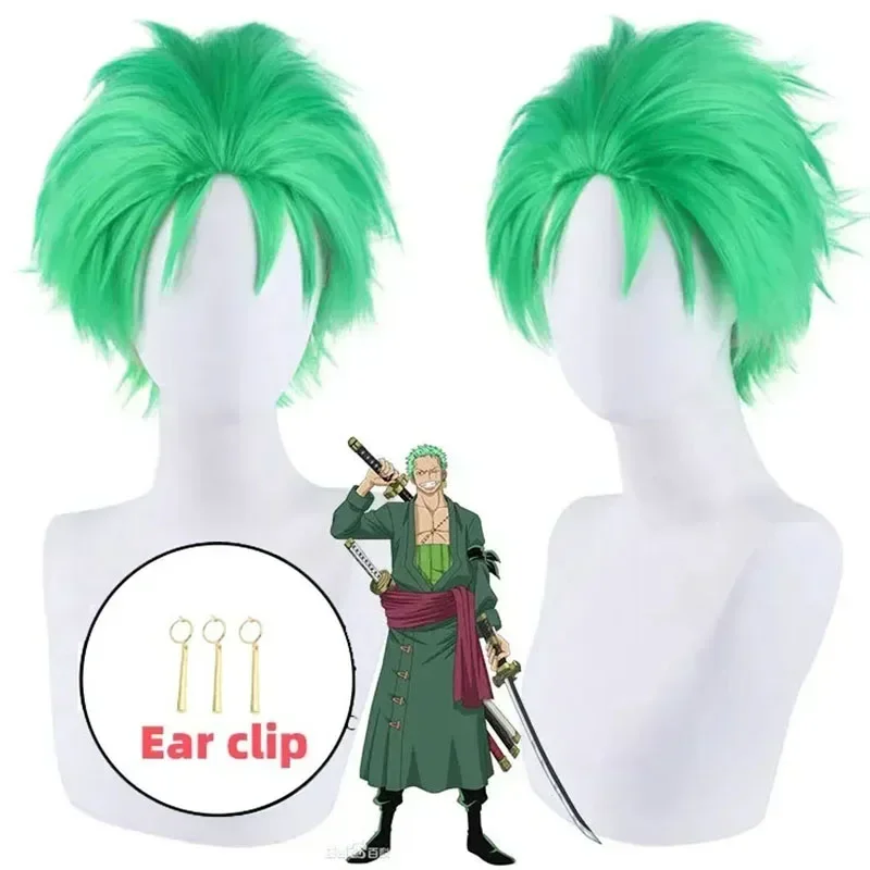 Anime Slicked-back grüne Perücke kurze Schicht Roronoa Zoro Comic Cosplay Perücken – Detail 1