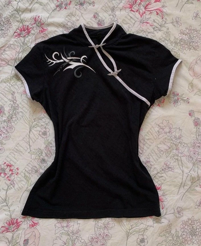 ตัวเลือกสินค้า เสื้อแขนสั้น Gothic Y2K ดีไซน์คลาสสิก