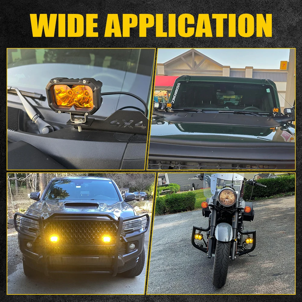 2-Pack 4-Inch Flush Mount LED Pod Lights - 70W Spot Beams For Off-Road Vehicles