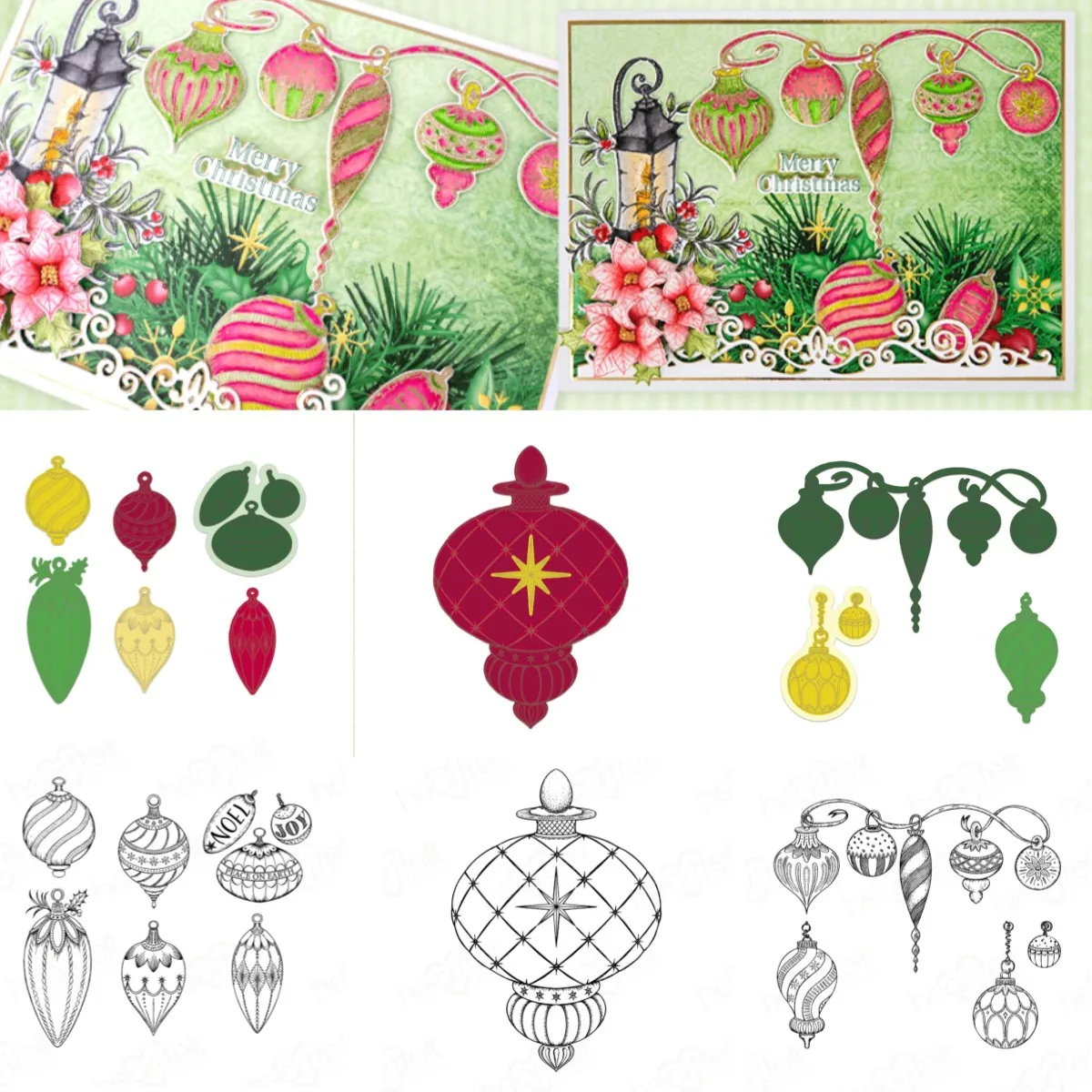 

Christmas Ornamen Clear Stamps Metal Cutting Dies For DIY Scrapbooking Photo Album Craft Decorat Paper Card Handcraft Gift Card