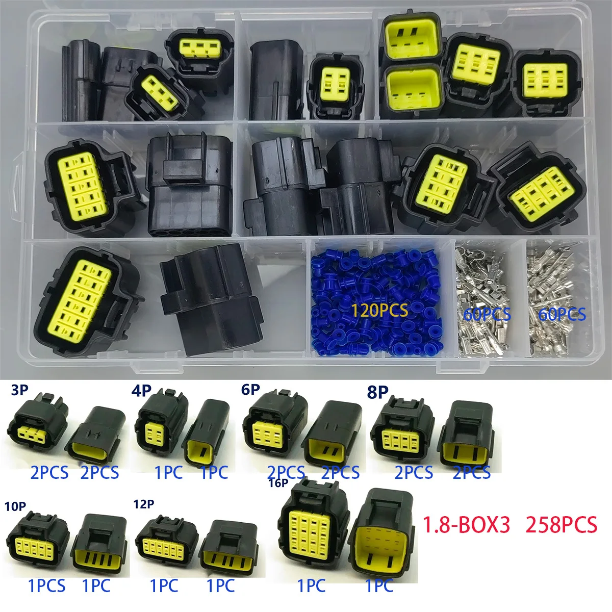 Conector elétrico automotivo impermeável do fio, jogo