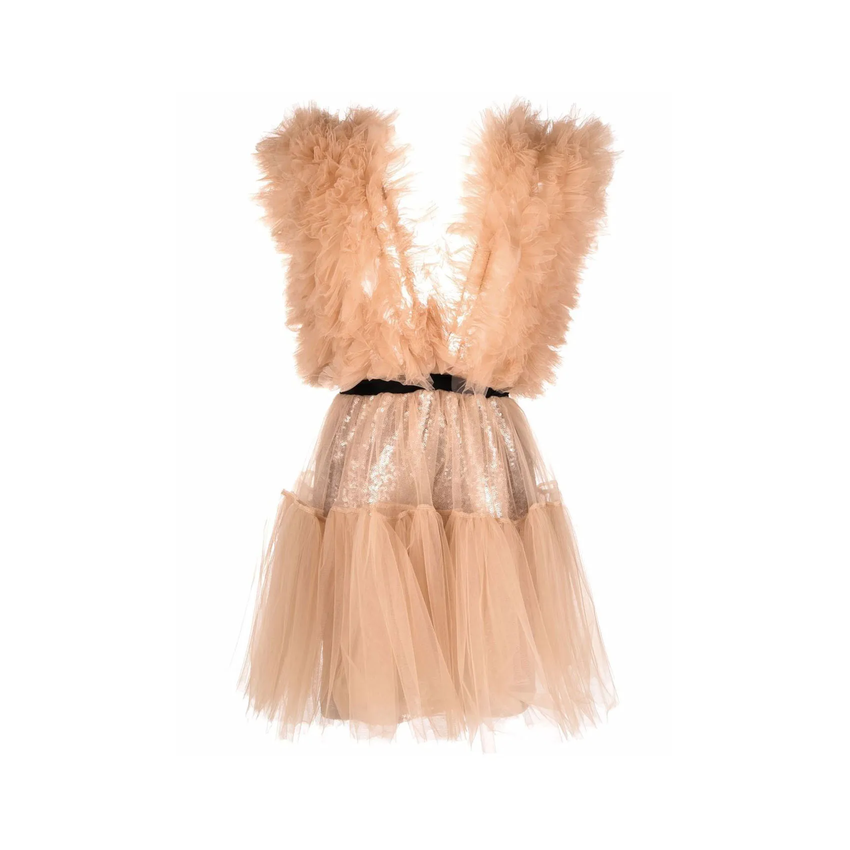 

Пышные пышные платья для выпускного вечера с блестками и оборками из фатина строгое платье мини с V-образным вырезом женское многослойное платье