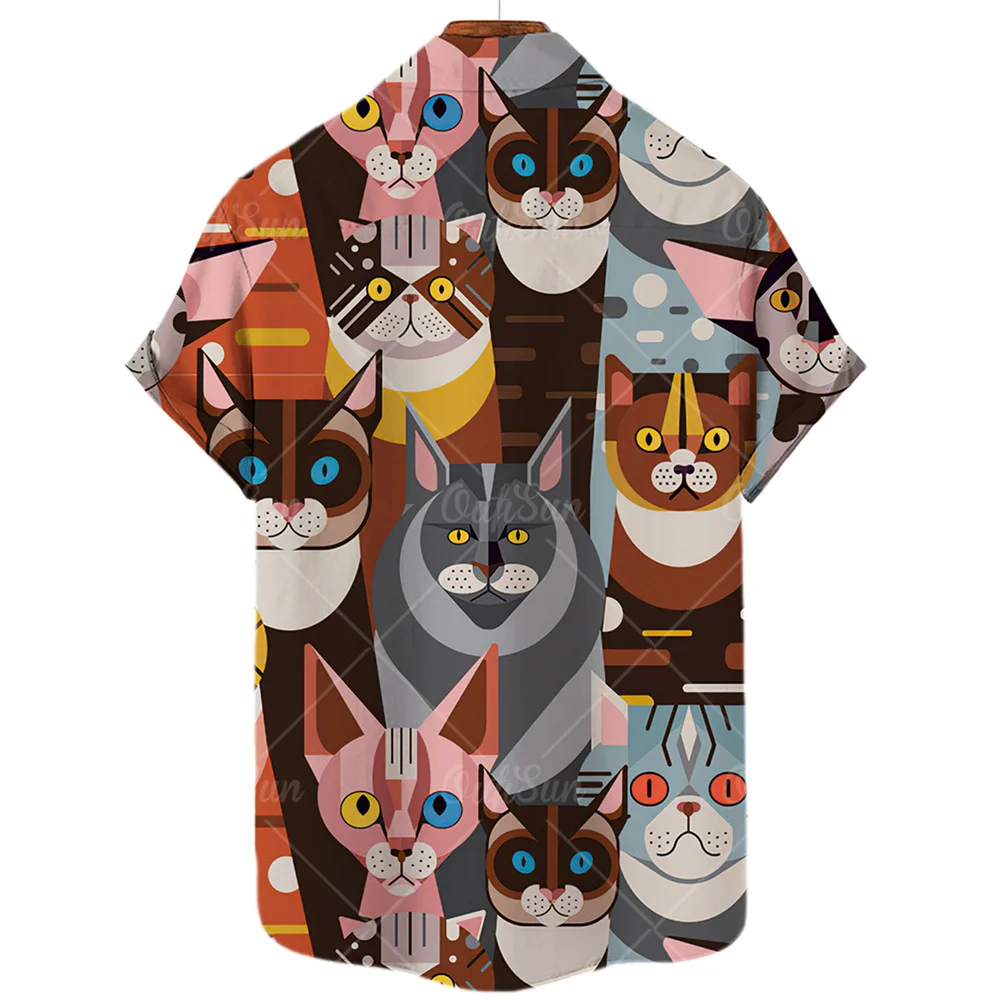 2023 men's shirt animal cat print shirt pattern T shirt fashion short