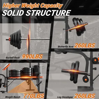 XDDIAS Weight Bench, 770LBS Bench Press Set with Leg Extension, 6 in 1 Weight Bench for Home Gym 5