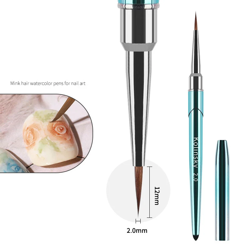 Kolinsky Nail Brush Art Painting 3D Acrylic Carving Gel Brushes Metal Pens Application Liner Drawing Pen Watercolor Nail Tools 3