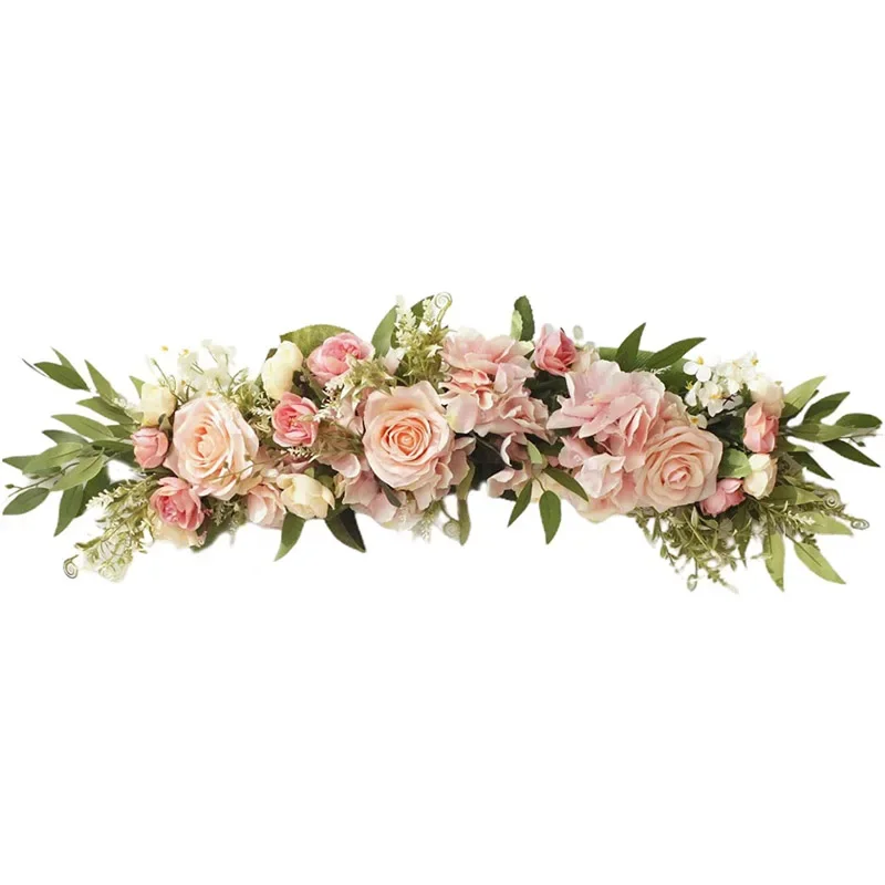 WeddingArchFlowersPinkRoseDecorativeFloralSwagsGreeneryArborFloralArrangementor