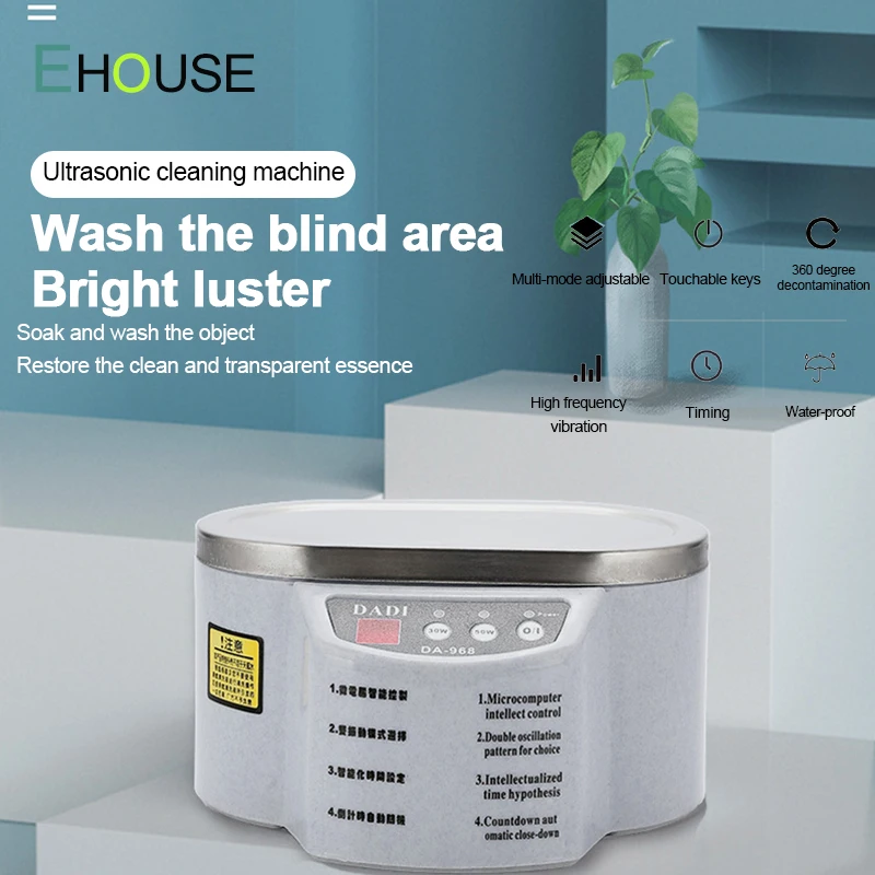 

Ultrasonic Cleaner 30W/50W Waterproof Multi-mode Adjustable 304 Stainless Steel Dentures Scaler for Watches Contact Lens Glasses