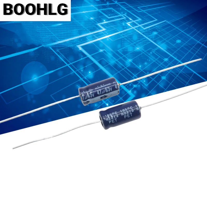 10pcs Horizontal Axial Polarized Electrolytic Capacitor 63v 47uf 8X16mm