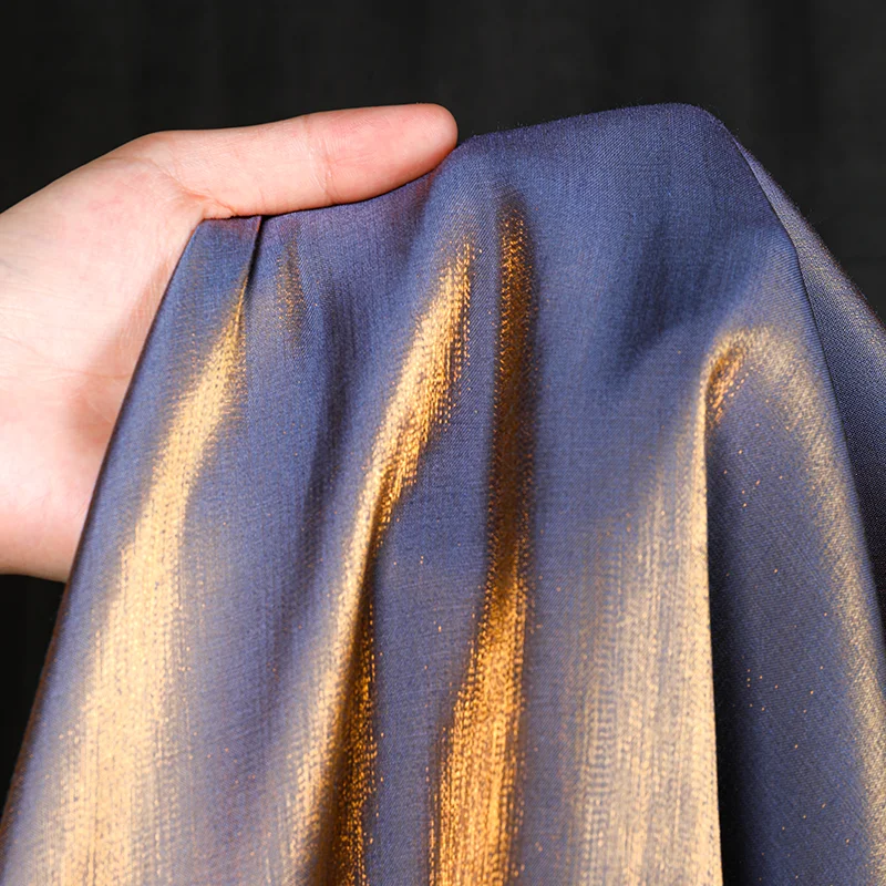 Gradient Reflective Fabric Per Meter for Needlework Dress Skirt Clothes Diy Sewing Designer Cloth Glossy Soft Smooth Orange Blue