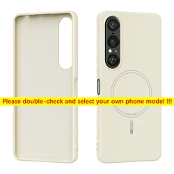 Sony Xperia Magnetic Skin - Friendly Liquid Silicone Phone Case - Fashionable Solid Color Cover - Sony Xperia 5 V (Beige)