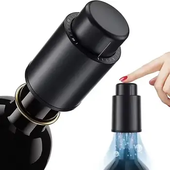 Tappo Sottovuoto per Bottiglie di Vino, Sigillante per Conservazione, Tappo Vino Sottovuoto a Pressione, Utensili da Bar, Accessori Bar, Tappo Vino Nero