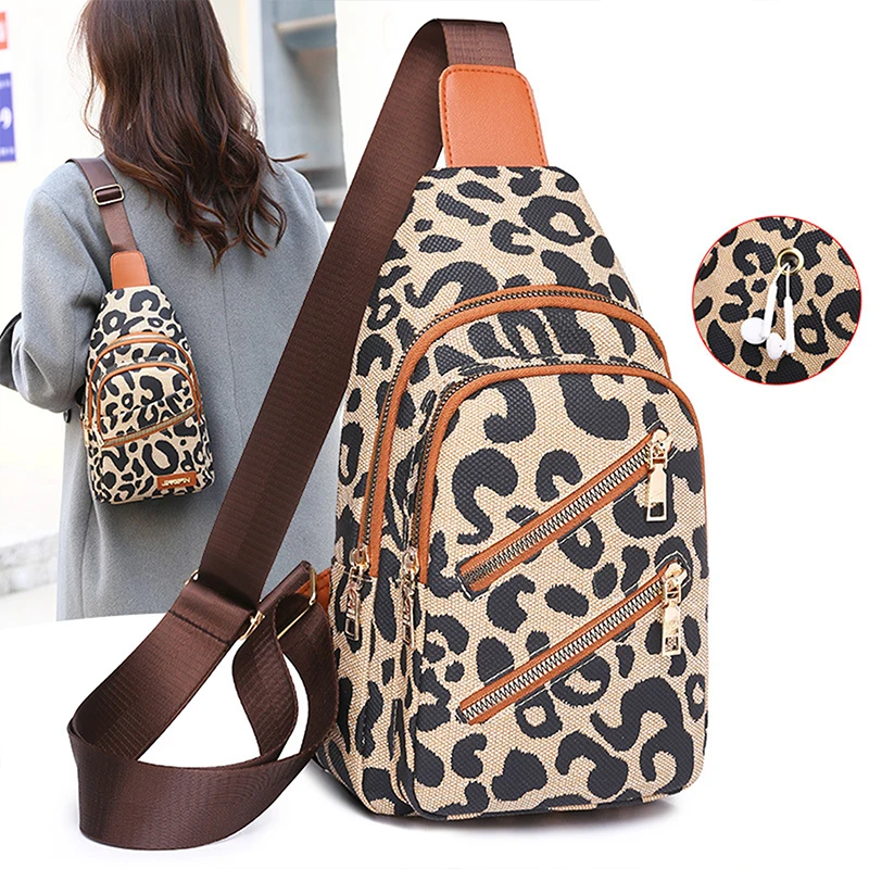 

Vintage Leopard Printed PU Leather Chest Bags For Women Anti-theft Backpack Female Stylish Shoulder Crossbody Bag 2023 Trended