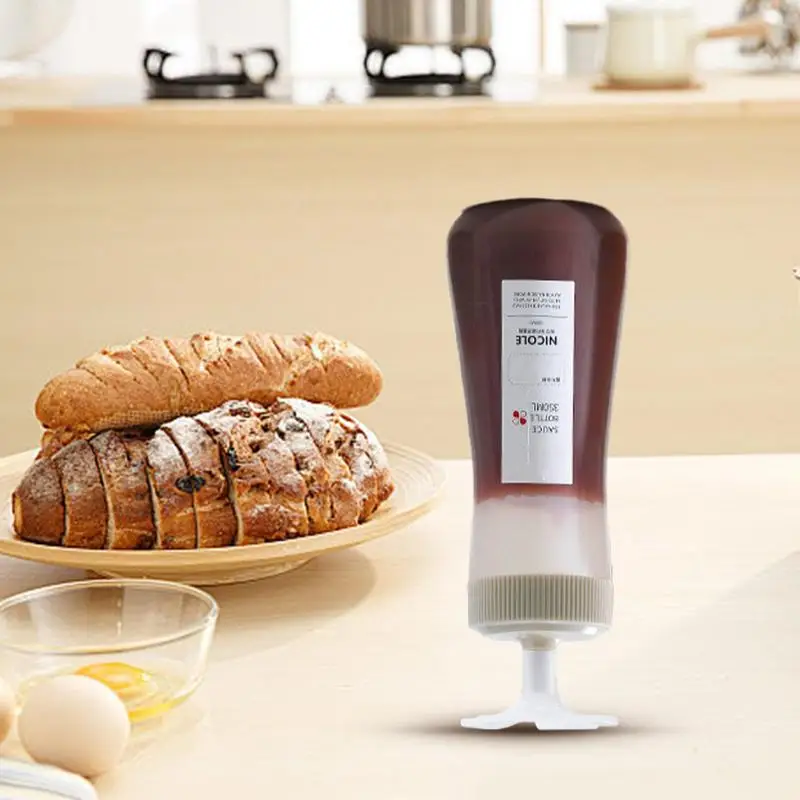 Condiment Squeeze Bottles 350ml Salad Dressing Dispenser Bottle Condiment Squeeze Bottle With Lid and Scale for Ketchup Salad