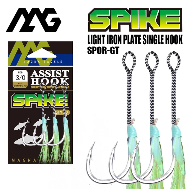 magna tackle SPOR-GT fishing single assist hooks with PE Line Slow Pitch Jig  Hooks Saltwater Stainless Steel Fishing Hooks - AliExpress